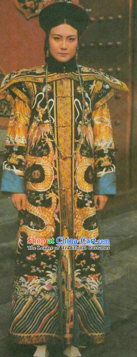 Chinese Ancient Qing Dynasty Empress Dowager Cian Manchu Dress Historical Costume for Women