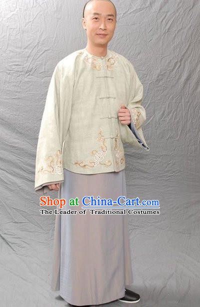 Chinese Qing Dynasty Author Pu Songling Historical Costume Ancient Writer Clothing for Men