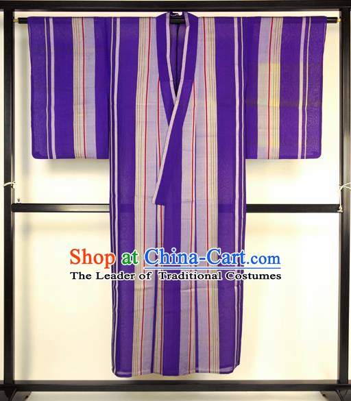 Japanese Ancient Male Purple Kimono Costume Traditional Wafuku Hakama Haori Yukata for Men