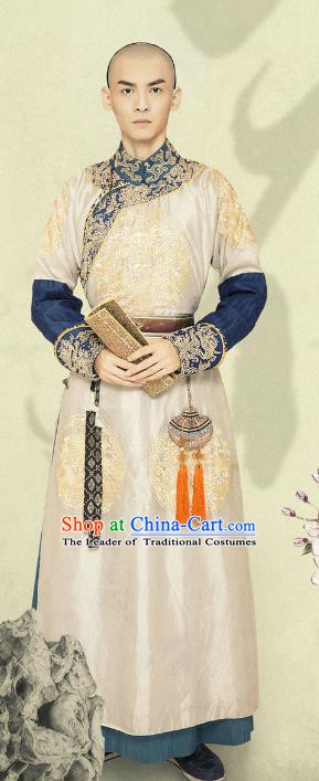 Ancient Chinese Qing Dynasty Manchu Eight Prince Yinsi Replica Costumes for Men