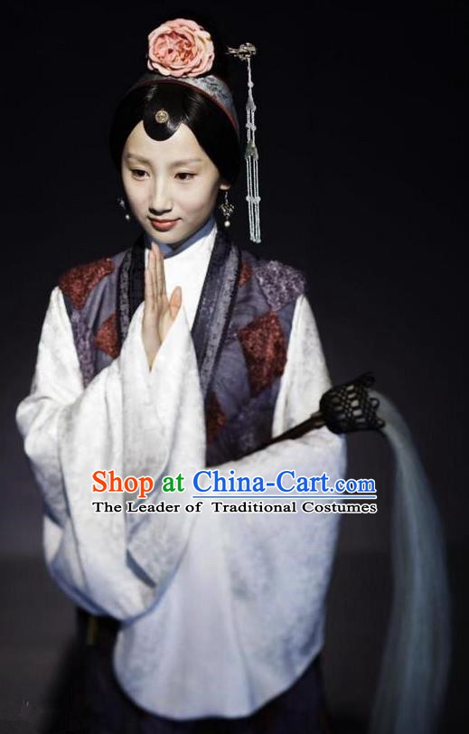 Chinese Ancient A Dream in Red Mansions Character Taoist nun Miaoyu Costume for Women