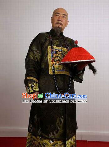 Chinese Ancient Qing Dynasty Chancellor Nalan Mingzhu Costume for Men