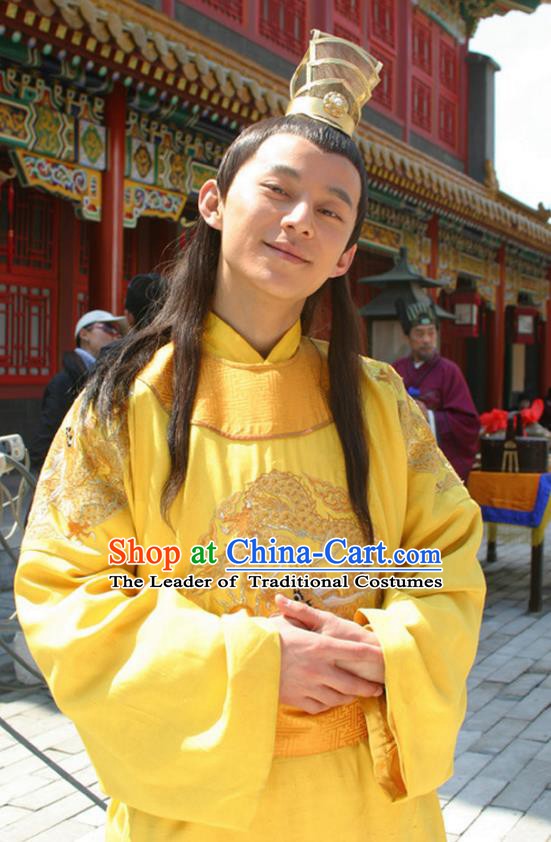 Traditional Chinese Ancient Ming Dynasty Emperor Zhengde Zhu Replica Costume Imperial Robe for Men