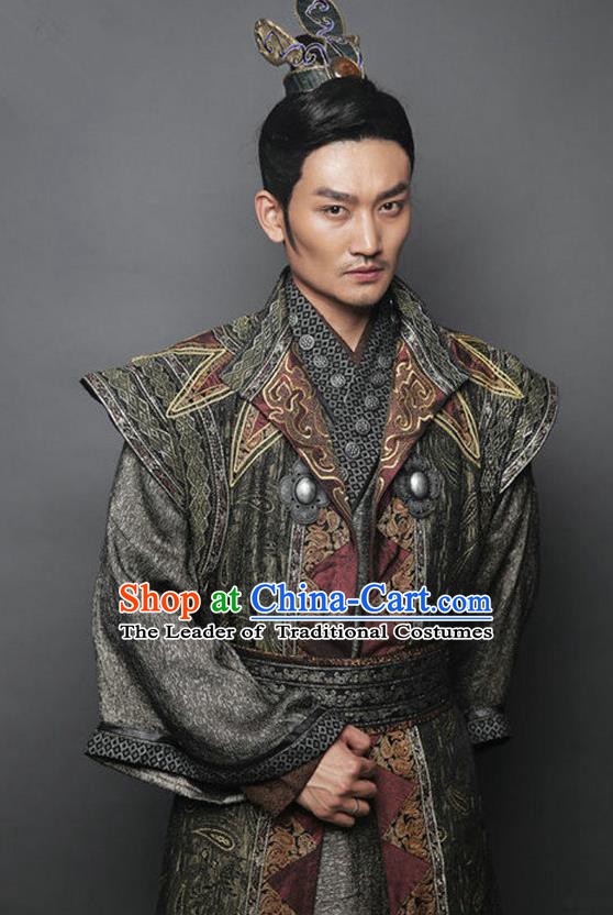 Traditional Chinese Ancient Tang Dynasty Swordsman General Replica Costume for Men