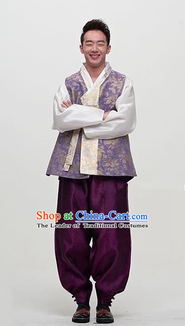 Asian Korean Traditional Male Hanbok Ancient Palace Bridegroom Costumes for Men