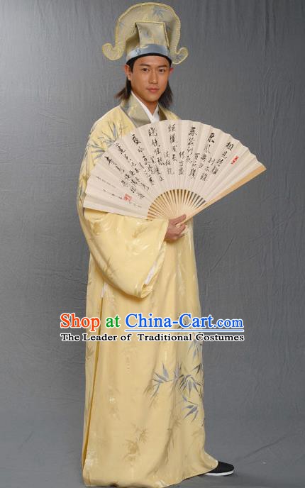 Traditional Chinese Ming Dynasty Ancient Artist Tang Bohu Costume for Men