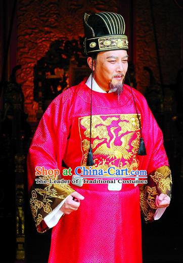 Traditional Chinese Ming Dynasty Ancient Cabinet Minister Zhang Juzheng Costume for Men