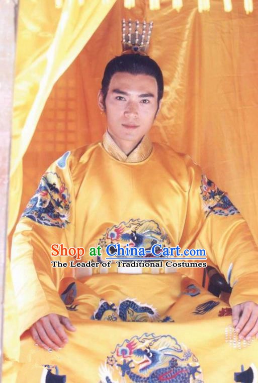 Traditional Chinese Ming Dynasty Ancient Zhengde Emperor Zhu Houzhao Costume for Men