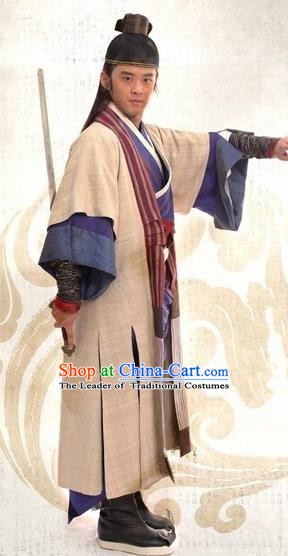 Traditional Chinese Ming Dynasty Ancient Gifted Scholar Litterateur Xu Zhenqing Costume for Men