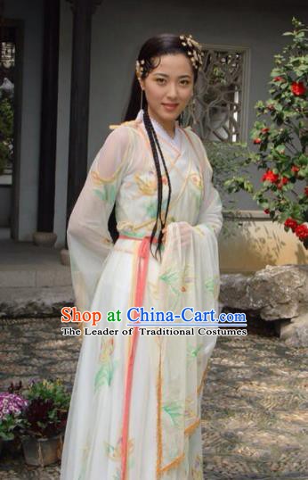 Chinese Ancient Ming Dynasty Qinhuai Courtesan Li Shiniang Embroidered Dress Costume for Women