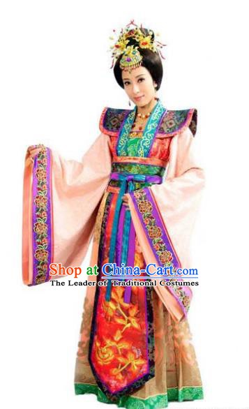 Chinese Ancient Ming Dynasty Imperial Concubine Wan of Chenghua Embroidered Dress Costume for Women