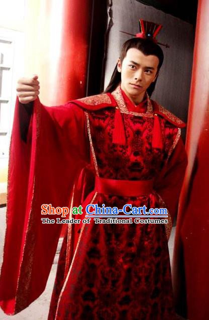 Ancient Chinese Ming Dynasty Emperor Zhu Youjian Wedding Embroidered Costume for Men