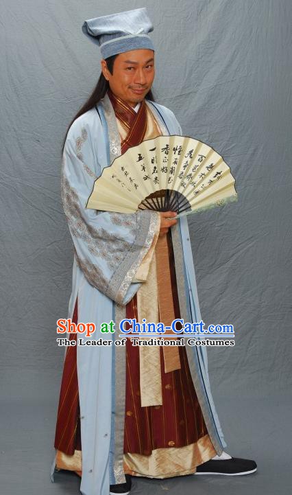 Chinese Ancient Ming Dynasty Litterateur and Calligrapher Zhu ZhiShan Costume for Men