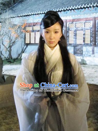 Chinese Ancient Song Dynasty Palace Imperial Consort Pang of Zhao Zhen Grey Dress Replica Costume for Women