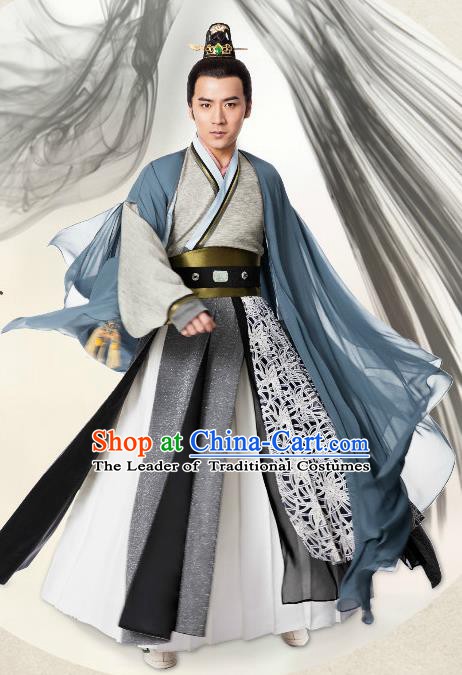 Chinese Ming Dynasty Prince Swordsman Clothing Ancient Nobility Childe Replica Costume for Men
