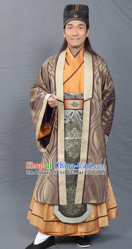 Chinese Song Dynasty Scholar Clothing Ancient Litterateur Replica Costume for Men