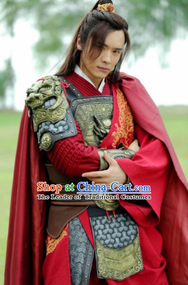 Ancient Chinese Song Dynasty General Swordsman Son of Yueh Fei Replica Costume Helmet and Armour for Men