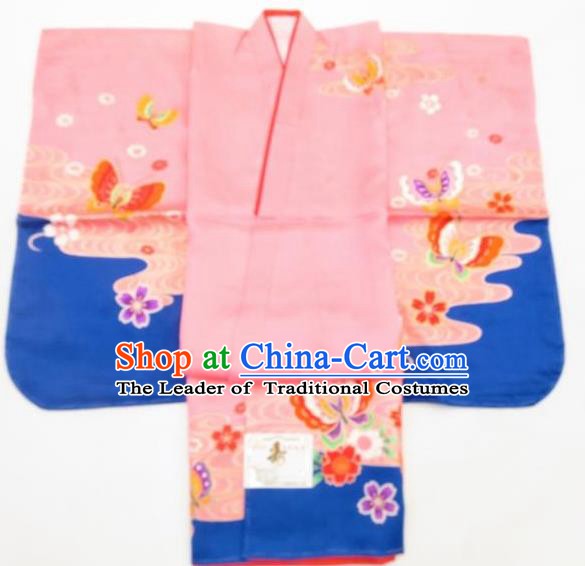 Japan Ancient Children Furisode Kimonos Traditional Palace Yukata Dress Formal Costume for Kids