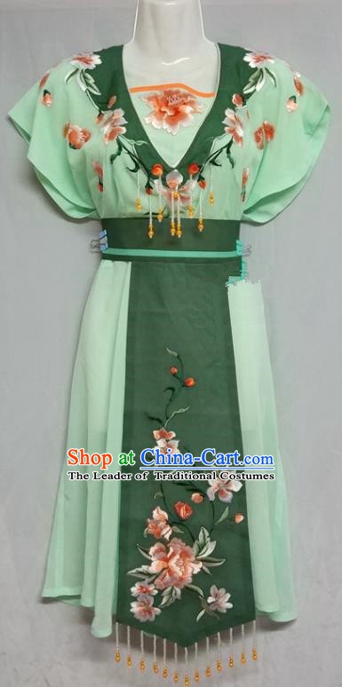 China Traditional Beijing Opera Maidservants Costume Chinese Peking Opera Maid Green Dress