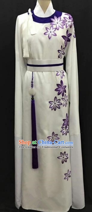 China Traditional Beijing Opera Niche Purple Flowers Robe Chinese Peking Opera Gifted Scholar Costume