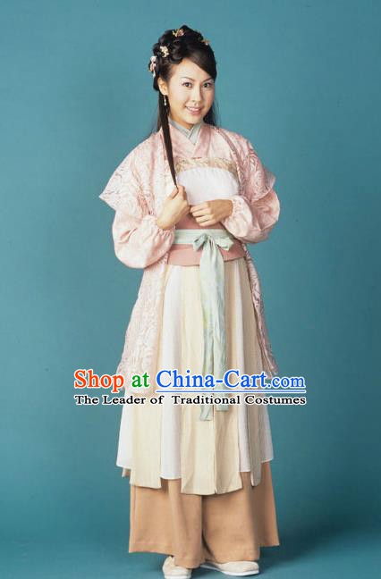 Chinese Song Dynasty Swordswoman Embroidered Dress Ancient Female Knight Replica Costume for Women