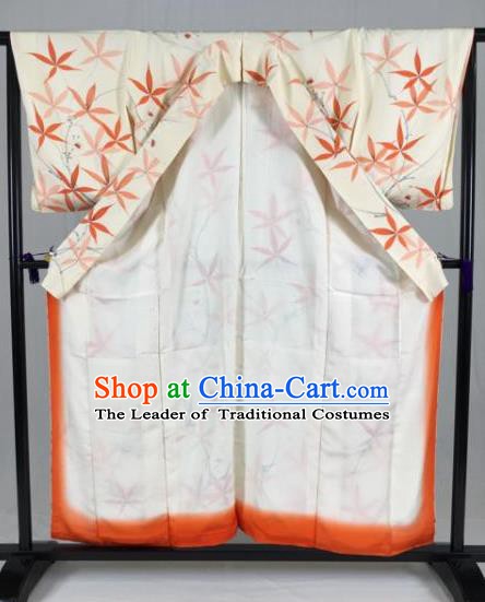 Japan Traditional White Kimono Formal Costume Geisha Furisode Kimonos Ancient Yukata Dress for Women