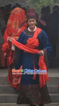 Chinese Song Dynasty Politician Sun Shi Clothing Ancient Litterateur Su Tungpo Replica Costume for Men