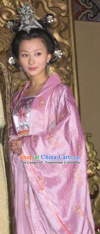 Chinese Ancient Southern Tang Dynasty Imperial Consort of Li Yu Embroidered Replica Costume for Women