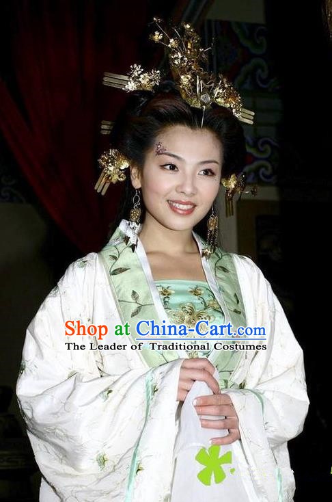 Chinese Ancient Empress of Li Yu Zhou E-Huang Embroidered Replica Costume for Women