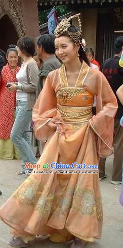 Chinese Ancient Song Dynasty Khotan Kingdom Princess Embroidered Dress Replica Costume for Women