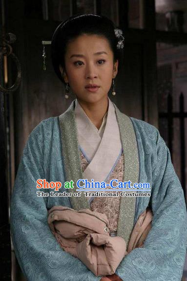 Chinese Ancient Song Dynasty Young Lady Embroidered Replica Costume for Women