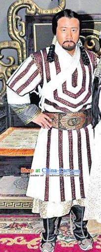 Chinese Ancient Yuan Dynasty Fifth Emperor Kublai Khan Replica Costume for Men