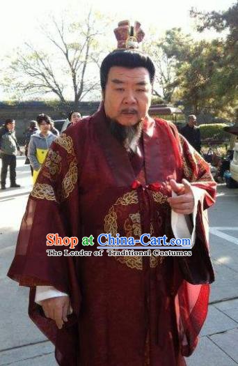 Chinese Ancient Song Dynasty Prime Minister Calligrapher Cai Jing Replica Costume for Men