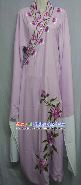 China Traditional Beijing Opera Scholar Embroidered Peony Costume Purple Robe Chinese Peking Opera Niche Clothing for Adults