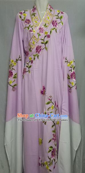 China Traditional Beijing Opera Scholar Lilac Costume Chinese Peking Opera Niche Embroidered Peony Robe for Adults