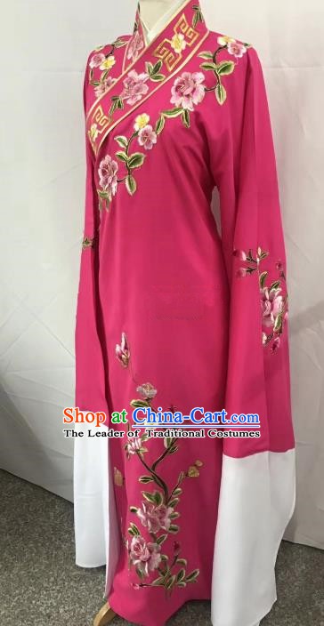 China Traditional Beijing Opera Scholar Rosy Costume Chinese Peking Opera Niche Embroidered Peony Robe for Adults