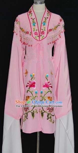 China Traditional Beijing Opera Actress Embroidered Pink Cloak Chinese Peking Opera Princess Costume