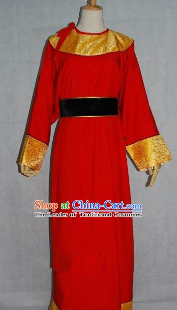 China Traditional Beijing Opera Niche Costume Chinese Peking Opera Eunuch Red Robe for Adults