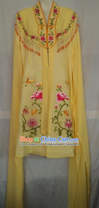 China Traditional Beijing Opera Actress Embroidered Yellow Cloak Chinese Peking Opera Princess Costume
