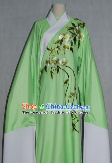 China Traditional Beijing Opera Niche Costume Embroidered Flowers Green Robe Chinese Peking Opera Scholar Clothing for Adults