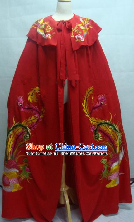 China Traditional Beijing Opera Embroidered Red Cloak Chinese Peking Opera Actress Costume