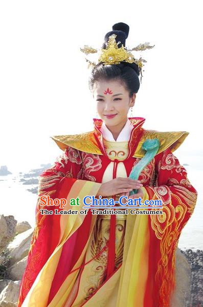 Chinese Ancient Goddess Matsu Costume Song Dynasty Female Fisher Lin Moniang Embroidered Replica Costume