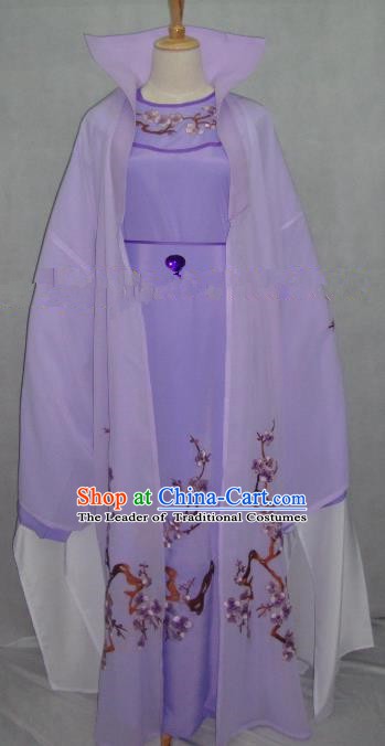 China Traditional Beijing Opera Embroidered Plum Blossom Purple Robe Chinese Peking Opera Scholar Costume for Adults