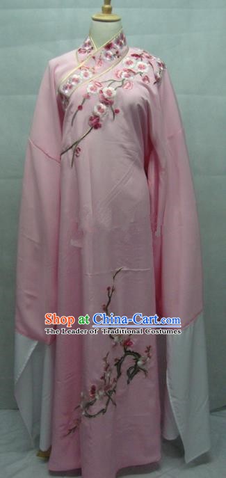 China Beijing Opera Embroidered Plum Blossom Pink Robe Chinese Traditional Peking Opera Scholar Costume for Adults