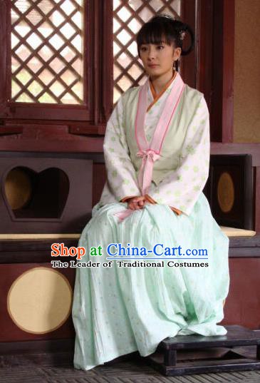 Chinese Traditional Tang Dynasty Young Lady Maidservants Replica Costume for Women