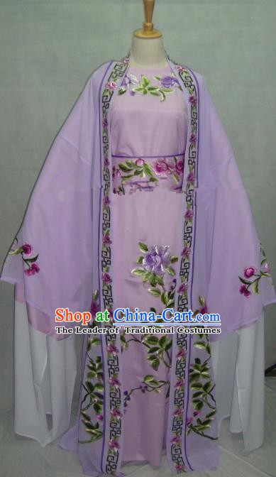 China Beijing Opera Niche Embroidered Peony Purple Clothing Chinese Traditional Peking Opera Scholar Costume for Adults