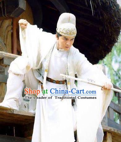 Traditional Chinese Tang Dynasty Nobility Childe Swordsman Wang Yuanfang Replica Costume for Men