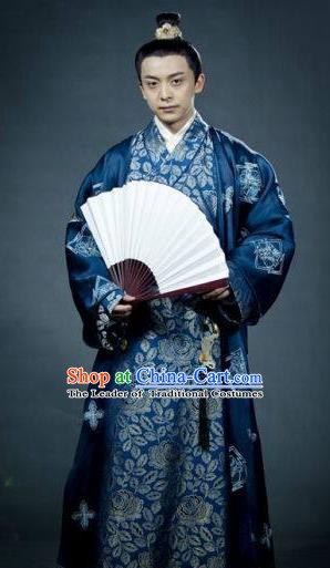 Traditional Chinese Tang Dynasty Nobility Childe Chu Shangyuan Replica Costume for Men