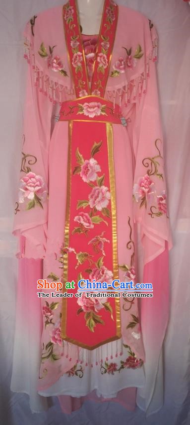 Traditional China Beijing Opera Princess Pink Dress Chinese Peking Opera Diva Embroidered Costume