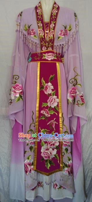 Traditional China Beijing Opera Princess Purple Dress Chinese Peking Opera Diva Embroidered Costume